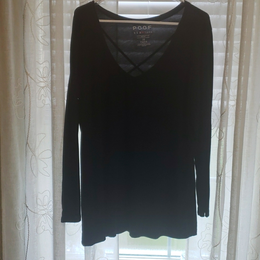 POOF NY 3x black long sleeve top